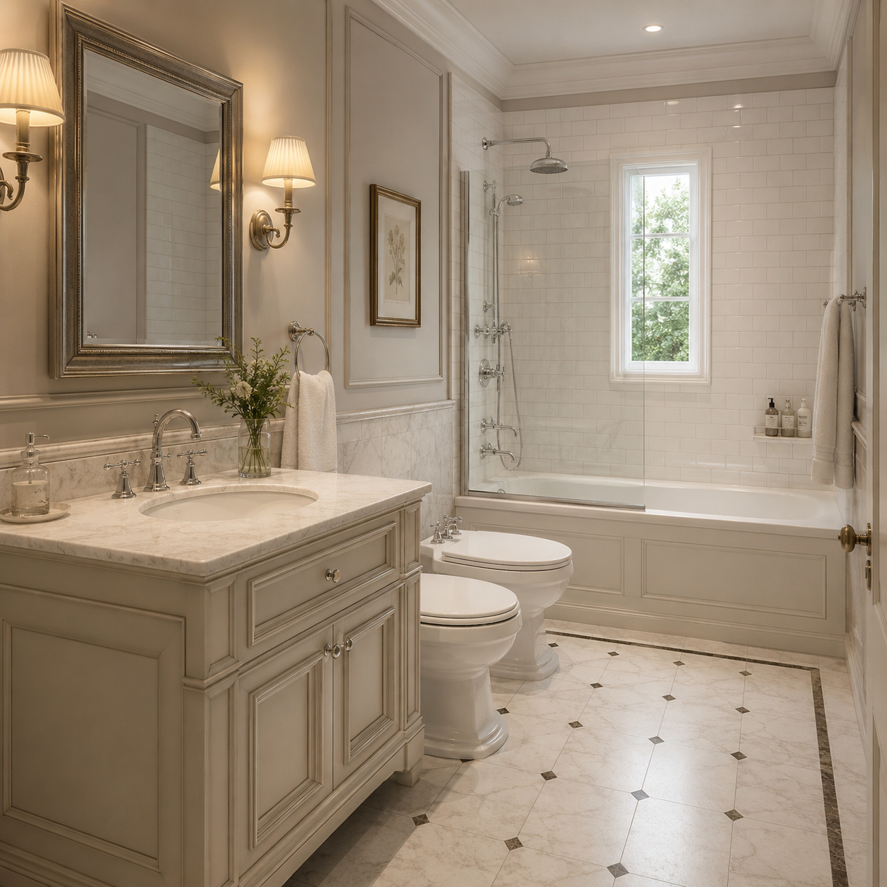 Baño estilo clásico
